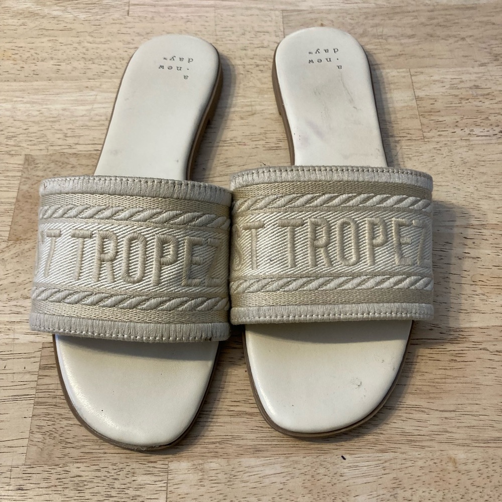 Cream Slide Sandals